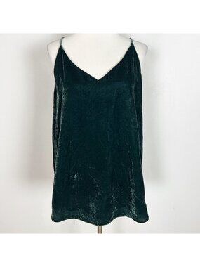 Loft Green Velvet Cami Tank Top V-neck Layer Holiday Dressy Size XL Women's